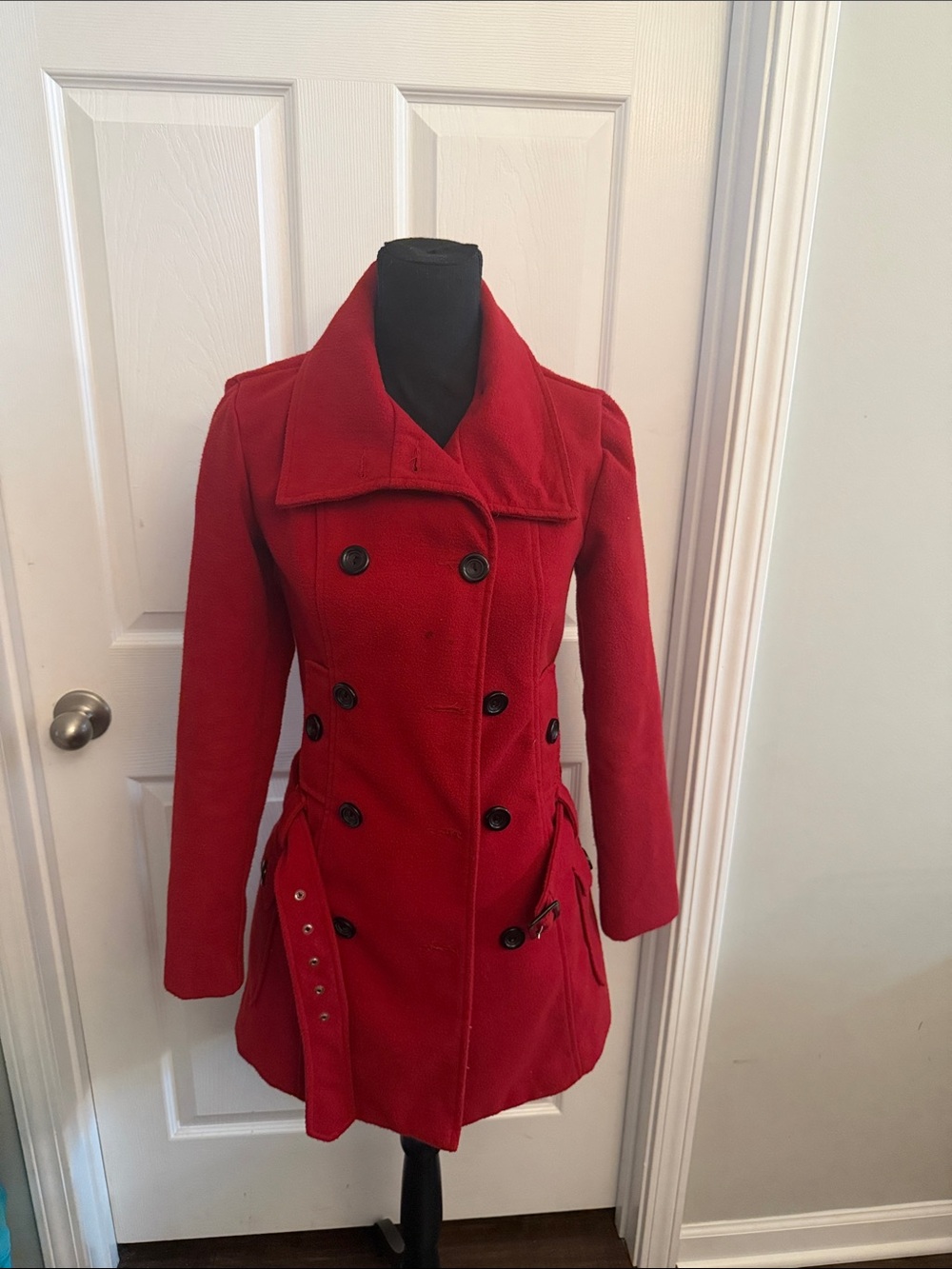 Amy Byer Red Double-Breasted Peacoat